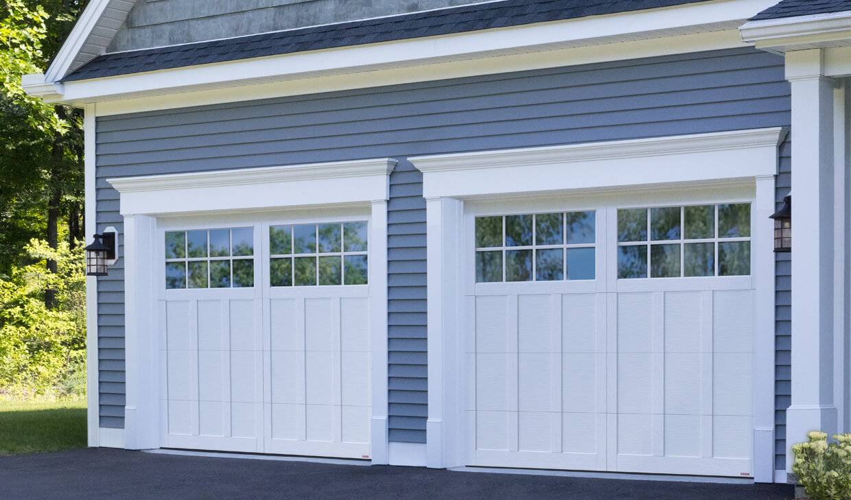 White garage doors with windows